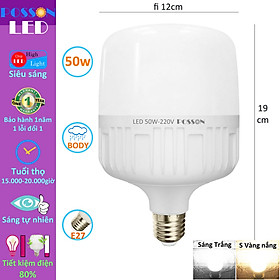 10 Bóng đèn Led trụ 50w bup trụ T110 siêu sáng tiết kiệm điện thân kín chống nước mưa Posson LC-50x - Sáng trắng