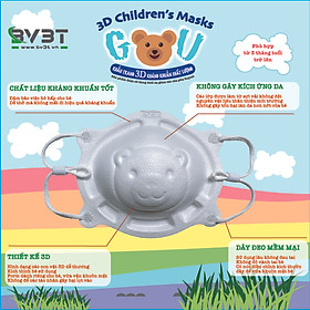 [HỘP - BV3T 3D CHILDREN'S MASK] - Khẩu trang Gấu 3D cho trẻ em - khẩu trang kháng khuẩn tốt cho bé (10 cái/ hộp)