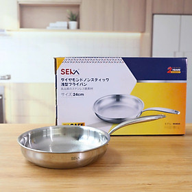Mua Chảo Inox Vân Kim Cương Seka Nông Lòng 24cm 28cm 3 Lớp Nguyên Khối  Dùng Cho Mọi Loại Bếp - Hàng Chính Hãng