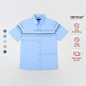 Áo Sơ Mi Nam Ngắn Tay VIỆT PHÁP Form Luxury Chất liệu  Bambo In Sọc lịch lãm, sang trọng 50060