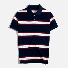 Áo Thun Nam Cao Cấp Polo Dệt Sọc Xanh Đen 1023 BY COTTON NEW