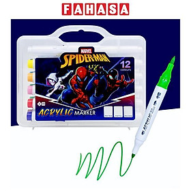 Hộp 12 Bút Màu Acrylic Marker Spiderman - Đầu Brush - iiGEN IG3003