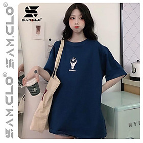 Áo thun nữ tay lỡ SAM CLO freesize phông form rộng dáng Unisex mặc cặp, nhóm, lớp in hình PHI HÀNH GIA