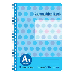Sổ Lò Xo Kép Bìa Nhựa Klong A4 MS 903 (300 Trang)
