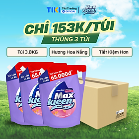 Thùng 3 Túi Nước Giặt Xả MaxKleen Hương Vườn Sớm Mai (3.8kgx3)