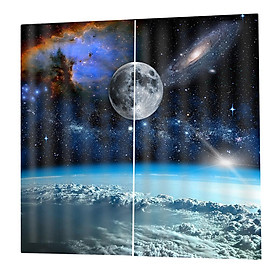 2 Pcs/Panels Waterproof Outer Space Curtain Drapes for Bedroom Living Room