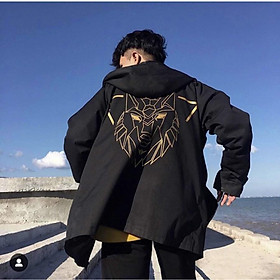 Áo khoác dù 2 lớp Sói ca hàng bao chất rất hot-A004 - ĐEN