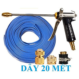 Bộ dây vòi xịt nước rửa xe, tưới cây . tăng áp 3 lần, loại 20m 206318 đầu đồng, cút đồng