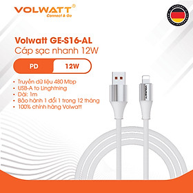 Mua Cáp sạc nhanh Volwatt GE-S16-AL hàng chính hãng | Cáp USB-A to L 12W  thích hợp từ iP14 trở xuống – Dây bện  chống rối  BH 12 tháng