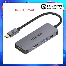 Bộ Hub QGeeM USB-C 4 trong1, 1xHDMI 4K, 1xUSB-C 100W PD Charger, 1xUSB 3.0, 1xUSB 2.0, tương thích với MacBook Pro, Dell XPS, iPad Pro, Type-C Adapter - Hàng Chính Hãng