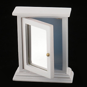 White Openable Wooden Bathroom Mirror Box Dollhouse Miniature Accessories