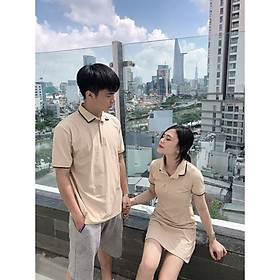 Set đồ đôi áo váy cặp CoupleTina 100% cotton cao cấp - Màu be