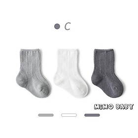 Set 3 đôi tất vớ trơn tone màu hàn quốc cho bé Mimo baby T04