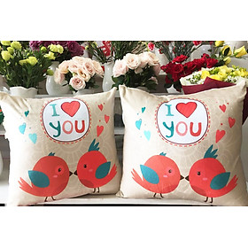 Mua Cặp vỏ gối đôi 45-45cm Đôi chim I love you