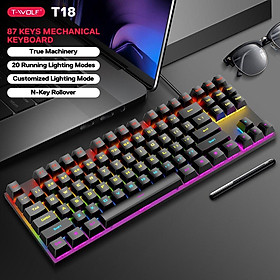 Mua KEYBOARD T-Wolf T18 Phím cơ (Phím cơ  87 key  Blue Switch  12 chế độ Led) - BẢO HÀNH 12 THÁNG