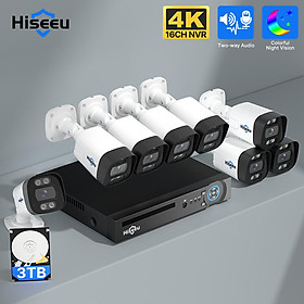 Hiseeu 16CH với 8 cổng 5MP 4K 8MP POE Security Survillance CAMERA SYSTER KIT