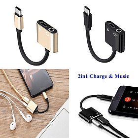 2pcs Type C Charging Cable for Type C Phones Without 3.5mm Headphone Jack