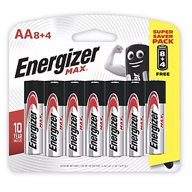 Pin Max 8 + 4 Viên Energizer E91 BP8+4 AA