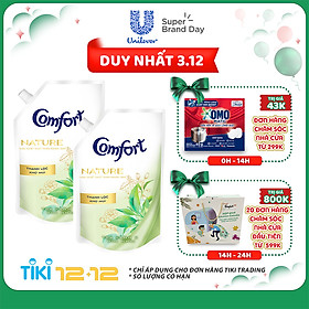 Combo 2 Nước Xả Làm Mềm Vải Comfort Nature Thanh Lọc Khử Mùi Túi 1.5L