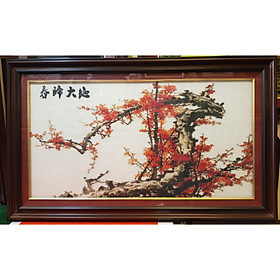 Mua TRANH THÊU TAY CHỮ THẬP-MỘC LONG ĐÀO HOA- HOA ĐÀO MÙA XUÂN-CT02