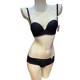 Bộ đồ lót KL cưới cúp ngang ren hoa 3 móc gợi cảm quần nguyên mông