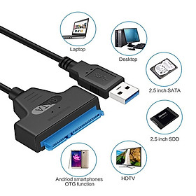 Cáp Chuyển Đổi Kết Nối Ổ Cứng HDD Từ USB 3.0 Sang Sata 22 Pin 2.5 Inch - Hàng Chính Hãng Vinetteam