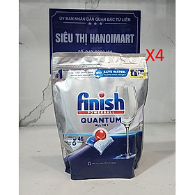 Combo 2 túi viên rửa bát Finish Quantum 100 viên (100*2=200 viên) - Combo 4 gói 46V quantum (184 viên)