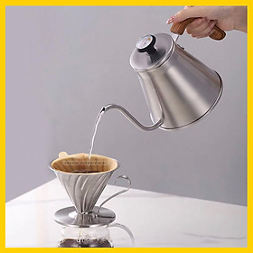 Ấm đun nước cổ ngỗng pha cà phê có kèm nhiệt kế đo nhiệt độ nước | Dung tích 1,2 lít