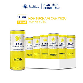 Thùng 12 lon Star Kombucha vị Cam Yuzu Yummy Yuzu