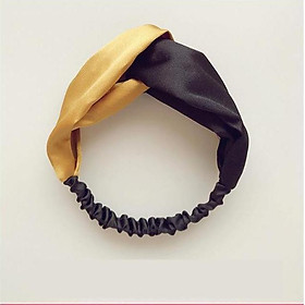 Băng đô turban nữ bản to phối màu vàng-đen TB01E