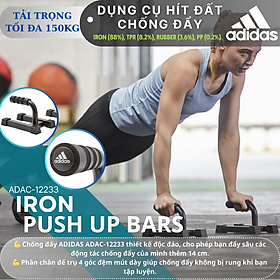 Dụng Cụ Hít Đất, Chống Đẩy Chính Hãng ADIDAS ADAC-12233 Iron Push Up Bars (1 Cặp) - Chịu Tải 150Kg