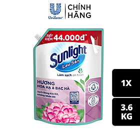 Nước Lau Sàn túi 3.6kg Sunlight Tinh Dầu Thảo Mộc Hương Hoa Hạ & Bạc Hà