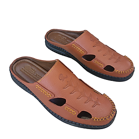 Dép Bít Mũi Nam Da Bò Thật TiTi ĐÔ Cao Cấp GSB20106d