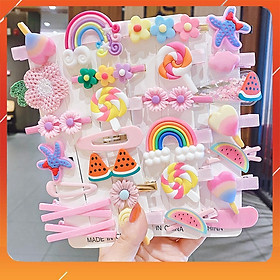 Sét kẹp tóc 14 chi tiết nhiều hình kute cho bé gái siêu cute, dễ thương