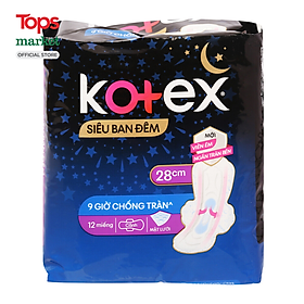 Băng Vệ Sinh Kotex Siêu Ban Đêm Dày Cánh 28cm 12 Miếng