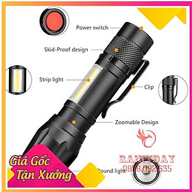 Đèn pin siêu sáng mini bin sạc điện usb bóng led xpe cob có zoom chống nước cầm tay chuyên dụng