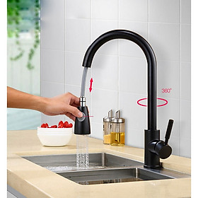Mua Vòi Nước Rửa Chén Kéo Nóng Lạnh Đen Inox 018