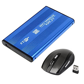 Aluminium 2.5inch USB2.0 SATA HDD Hard Drive Disk Case + Computer Mini Mouse