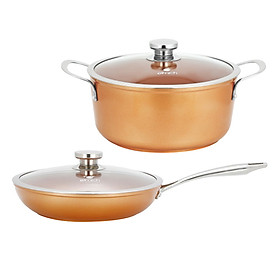 Combo Nồi Và Chảo Phủ Sứ Full Induction Royal Premium Elmich EL-1176 & EL-1181