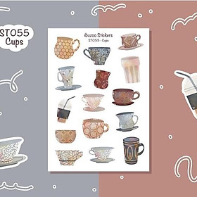 Sticker tự thiết kế - sticker sheet cups - hình dán sổ, nhật kí bullet journal - unim036