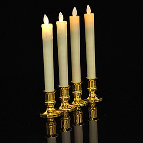 4pcs LED Candle Swinging Flame Pillar Candle with Candle Holder for Home Decoration Weddings Xmas Decor Battery Operated