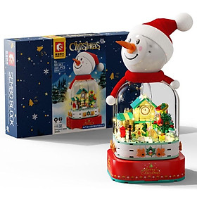 (CÓ SẴN) Lắp ráp mô hình hộp nhạc người tuyết sembo 601162 quà tặng Giáng Sinh