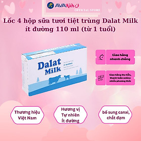 Thùng 48 hộp sữa tươi tiệt trùng Dalat Milk ít đường 110 ml (từ 1 tuổi)