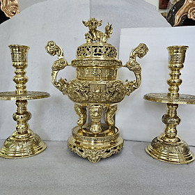 Mua Đỉnh Rồng Chân Nến Đỉnh Đồng Thờ Cúng 42cm  Bộ Tam Sự Bằng Đồng