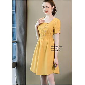 Nh110620-ĐẦM TAY NGẮN ĐÍNH NÚT DỄ THƯƠNG