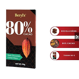 Socola đắng không đường Beryl's 80% ca cao thanh 90g