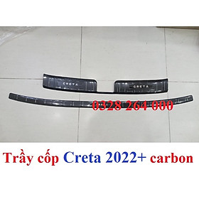 Ốp chống trầy cốp trong, ngoài CARBON xe Hyundai Creta 2022- 2023 vân cacbon cao cấp