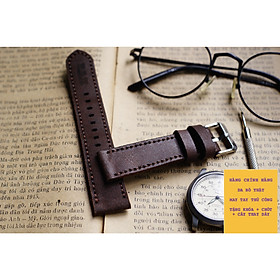 DÂY ĐỒNG HỒ DA BÒ NÂU NHÁM - RAM  MÀI NHÁM - HÀNG CHÍNH HÃNG 