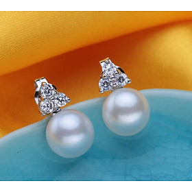 Bông tai ngọc trai sparkling crown - ngọc trai tự nhiên thật 100%