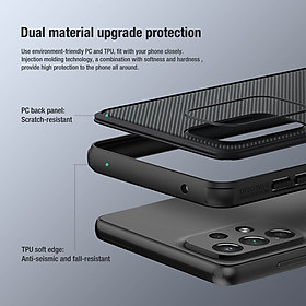 Ốp lưng sần chống sốc cho Samsung Galaxy A73 5G mặt lưng nhám hiệu Nillkin Super Frosted Shield Pro cho khả năng chống sốc cực tốt, chất liệu cao cấp, mặt lưng nhám sang trọng - hàng nhập khẩu